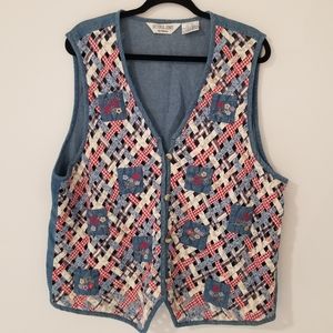 Victoria Jones Woman Vintage Size 2X Denim Button Up Sleeveless Top